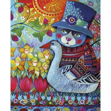 Oxana Zaika: Cat with Goose Floor Puzzle