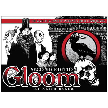Atlas Games Gloom Second Edition family game box with dark, whimsical artwork and card illustrations.