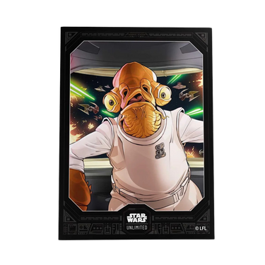 Star Wars: Unlimited Art trading card game sleeve featuring Admiral Ackbar, with colorful starship and space design by Gamegenic.