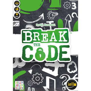 Family game "Break the Code" by IELLO featuring colorful game pieces and a game board with code-breaking elements.