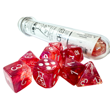 Lab Dice Set: Borealis Passion/white Luminary - Thirsty Meeples