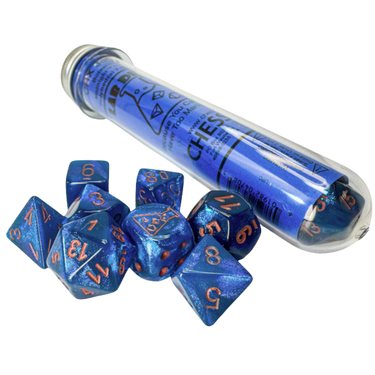 Lab Dice Set: Borealis Midnight/copper - Thirsty Meeples