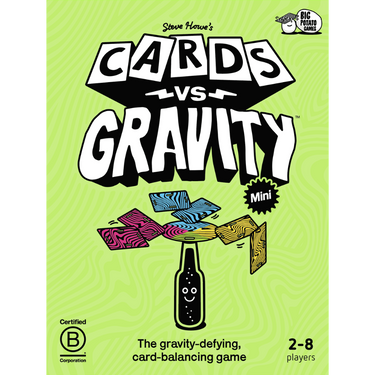 Cards Vs Gravity Mini party game by Big Potato featuring colorful cards and a gravity-themed setup for fun social play