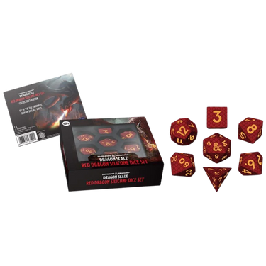 D&D Dragon Scale Dice Set: Red Dragon Silicone Dice (PRE-ORDER) - Thirsty Meeples