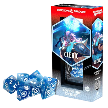 Dungeons & Dragons Adventure Dice Set - Cleric (White/Blue) - Thirsty Meeples