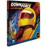 Family racing game Downforce: Danger Circuit by IELLO with colorful race cars on a racing track.