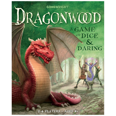 Dragonwood family game box by Gamewright featuring colorful fantasy-themed artwork and illustrated game components.
