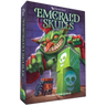 Emerald Skulls strategy game by Thunderworks Games featuring colorful skull tokens and game components on a wooden surface.