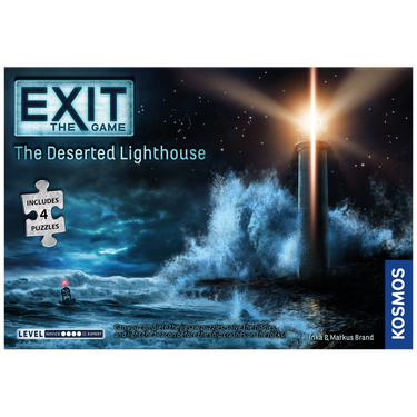 Cover image of KOSMOS EXIT The Deserted Lighthouse family game with puzzle box, featuring lighthouse and puzzle pieces on the packaging.