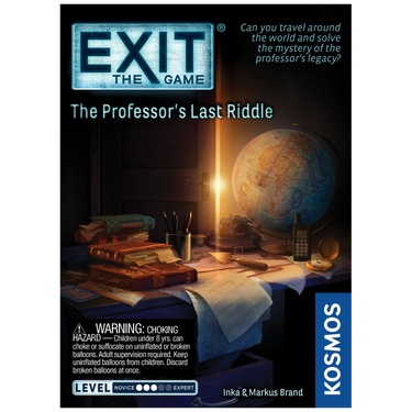 Cover image of EXIT The Professor's Last Riddle family game by KOSMOS featuring puzzle-themed artwork.