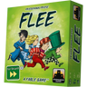 Family game Fast Forward: FLEE by Stronghold Games featuring colorful game pieces and a game board with strategic layout.