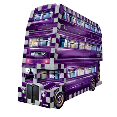 Wrebbit 3D Harry Potter Knight Bus Mini puzzle showing a detailed miniature replica of the magical triple-decker bus from Harry Potter.