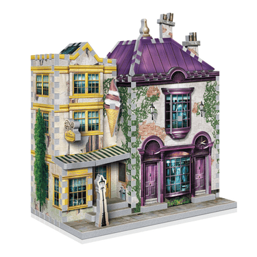 3D puzzle of Madam Malkin’s and Florean Fortescue’s Ice Cream shop from Harry Potter by Wrebbit 3D, featuring detailed wizarding world scenery.