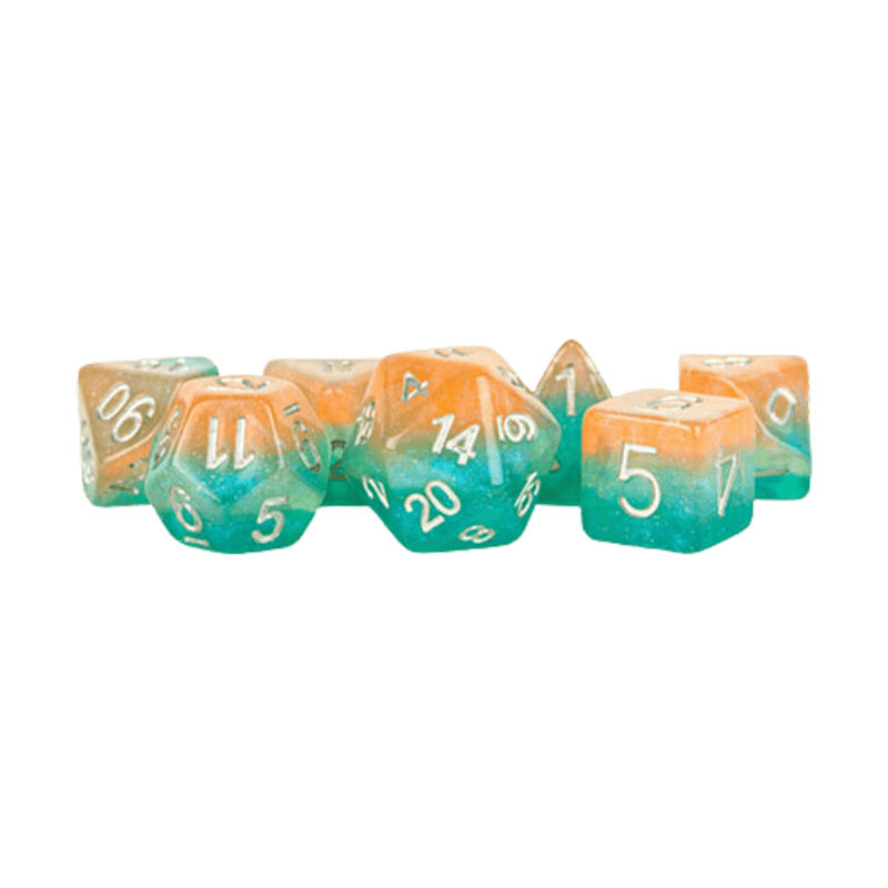 Layered Stardust Sunset 16mm Resin Poly Dice Set