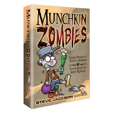 Munchkin Zombies party game by Steve Jackson Games featuring cartoon zombie character on the game box.
