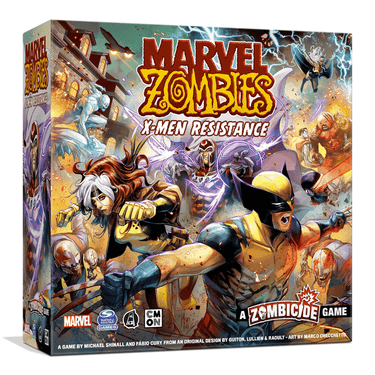 Marvel Zombies X-Men Resistance strategy game by CMON Limited featuring illustrated game box and character artwork.