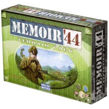 Memoir '44 Terrain Pack war game expansion by Days of Wonder showing detailed terrain pieces on a game board.