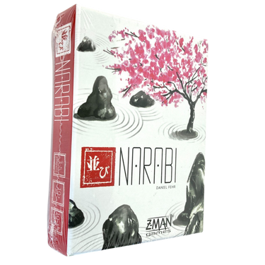 Family game Narabi by Z-Man Games featuring colorful wooden tiles arranged in a stacking pattern.