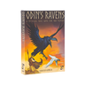Odin’s Ravens second edition family game by Osprey Games, featuring colorful game components with ravens and Norse mythology artwork.