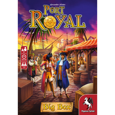 Port Royal: Big Box family game by Pegasus Spiele featuring colorful game components and a dynamic maritime theme.