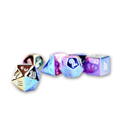 Rainbow Aegis Uninked 16mm Aluminum Plated Acrylic Poly Dice Set - Thirsty Meeples