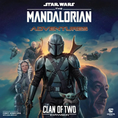 Une image of "The Mandalorian: Adventures - Clan of Two" strategy game by Unexpected Games, featuring game components on a table.