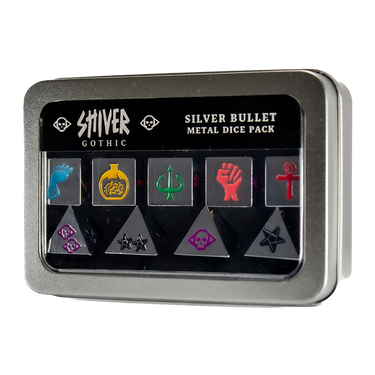 SHIVER RPG: Gothic - 'Silver Bullet' Metal Monster Archetype Dice Pack - Thirsty Meeples