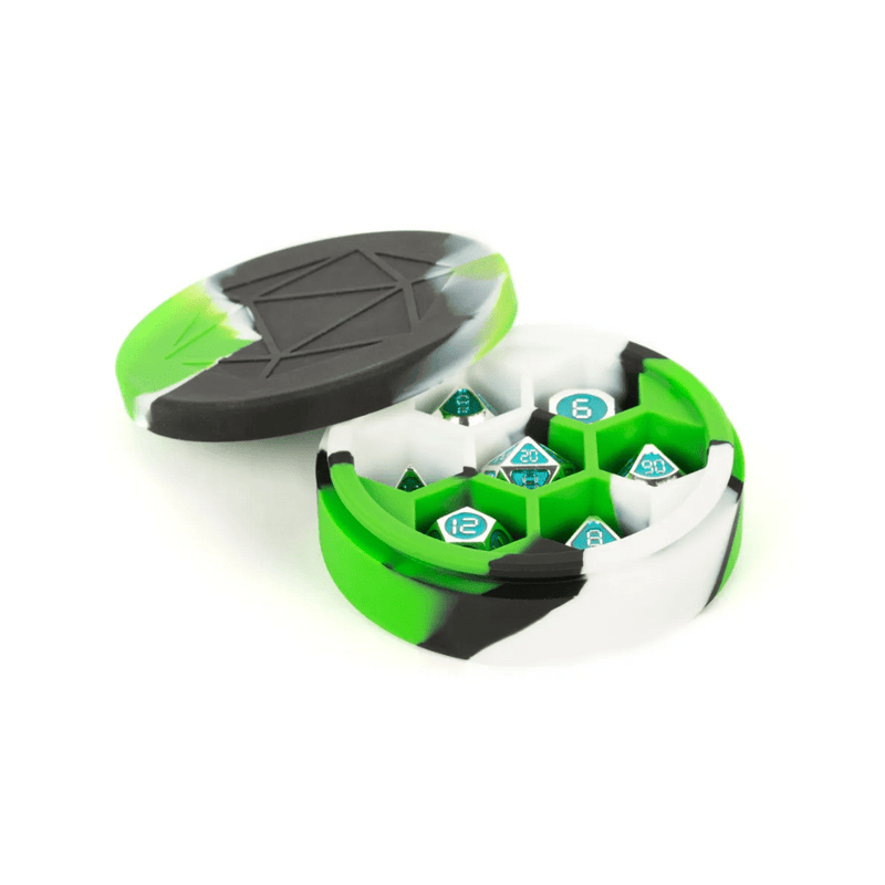 Silicone Round Dice Case: Green / Black / White