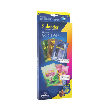 Gamegenic Splendor Premium Art Sleeves for card protection, featuring high-quality, transparent gaming accessories.