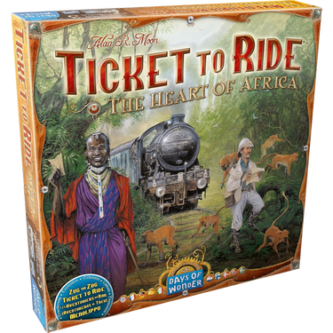 Ticket to Ride Map Collection 3: The Heart of Africa board game by Days of Wonder featuring colorful map artwork and game components.