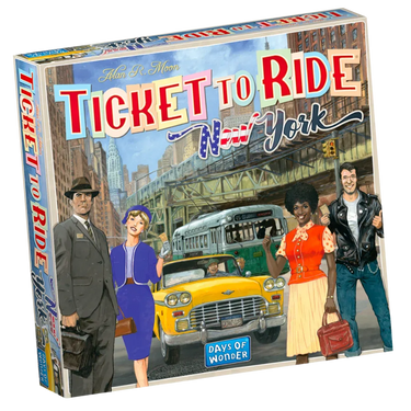 Ticket to Ride: New York family game by Days of Wonder, showing colorful game board and train pieces for fun urban adventure.