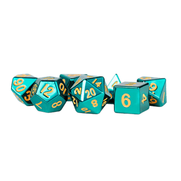 Turquoise 16mm Metal Polyhedral Dice Set - Thirsty Meeples