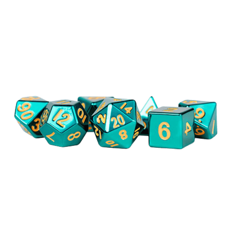 Turquoise 16mm Metal Polyhedral Dice Set