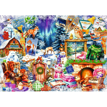 Winter Mountain Village jigsaw puzzle artwork