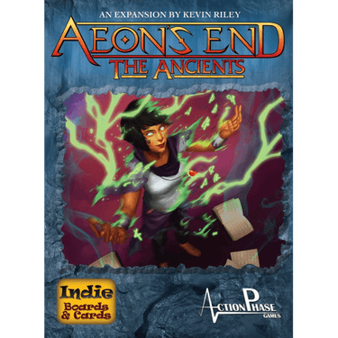 Image of Aeon's End: The Ancients strategy game by Indie Boards & Cards, featuring colorful game components and card decks.