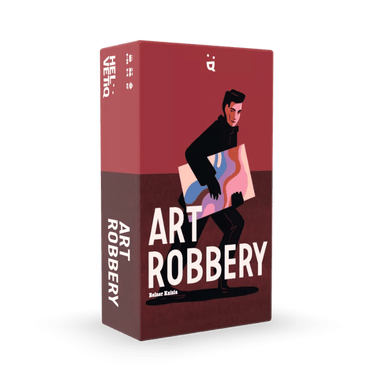 Family game Art Robbery by Helvetiq, featuring colorful art-themed game pieces and a game board for strategic fun.