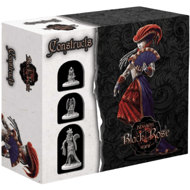 Black Rose Wars: Summonings Constructs strategy game by Ludus Magnus Studio featuring detailed game pieces and mystical design elements.