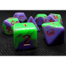 Green Joker blended dice set from Dice 4 Friends, featuring colorful, mixed polyhedral gaming dice for tabletop gameplay.