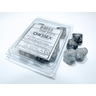 Set of ten Chessex Borealis Light Smoke and Silver Luminary D10 dice for tabletop gaming, featuring smoky translucent and metallic silver design.