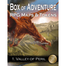 Loke Battle Mats Box of Adventure Valley of Peril RPG game box with colorful map and fantasy artwork for tabletop role-playing games.