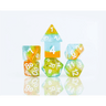 Sirius Dice Celestial Ocean Dusk dice set featuring cosmic-themed polyhedral dice with blue and purple swirling designs.
