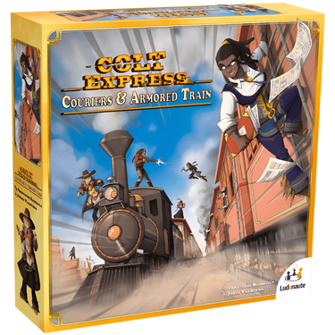 Ludonaute Colt Express Couriers and Armored Train family game box art featuring train and courier characters.
