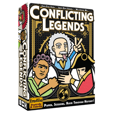 Image of the strategy game Conflicting Legends by Indie Boards & Cards featuring colorful game board and cards.