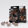 Q Workshop Dragons Dice Set in quartz featuring detailed dragon-themed design, perfect for tabletop role-playing games.