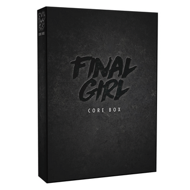 Strategy game box for Final Girl by Van Ryder Games, featuring artwork of horror-themed characters and game components.