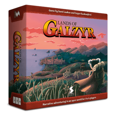 Illustration from Lands of Galzyr adventure game by Snowdale Design, featuring fantasy map elements and colorful artwork.