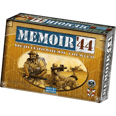 Memoir '44 Mediterranean Theater war game by Days of Wonder showing game board and pieces for strategic WWII gameplay.