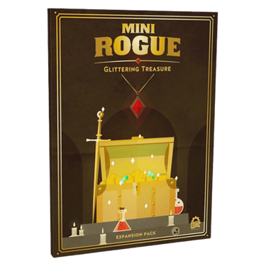 Mini Rogue Glittering Treasure family game box by Nuts! Publishing, featuring colorful fantasy-themed artwork and game components.