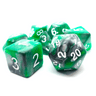 Set of Dragon Skin RPG dice from Dice 4 Friends, featuring colorful polyhedral dice for tabletop role-playing games.