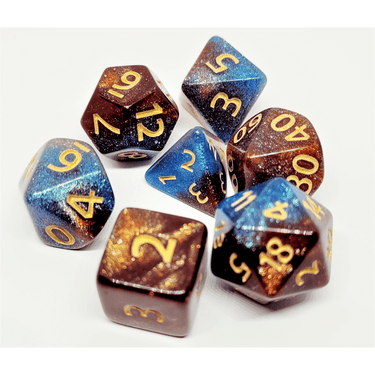 Red Galaxy Dice Set from Dice 4 Friends featuring vibrant red and cosmic-themed polyhedral gaming dice for tabletop RPGs.